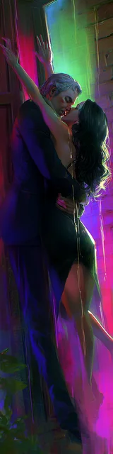 Free dark romance bookmark featuring a couple with a green glowing theme